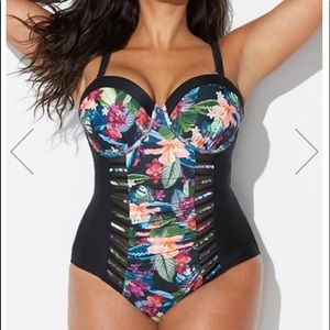 Floral Black One-Piece Swimsuit
